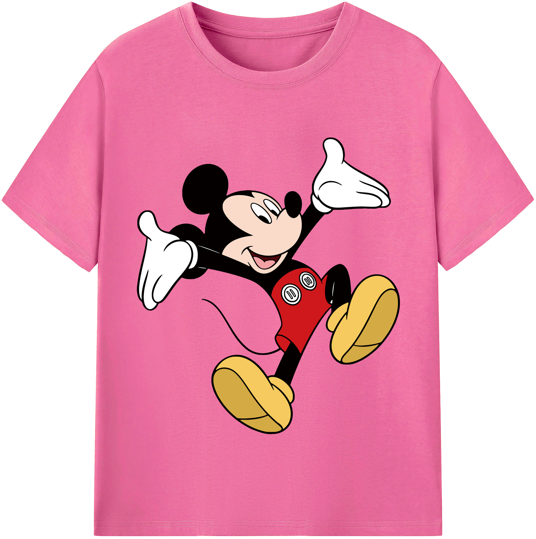（画像用） ミッキーマウス Mickey Mouse レディースカジュアルプリントTシャツ（綿100％）